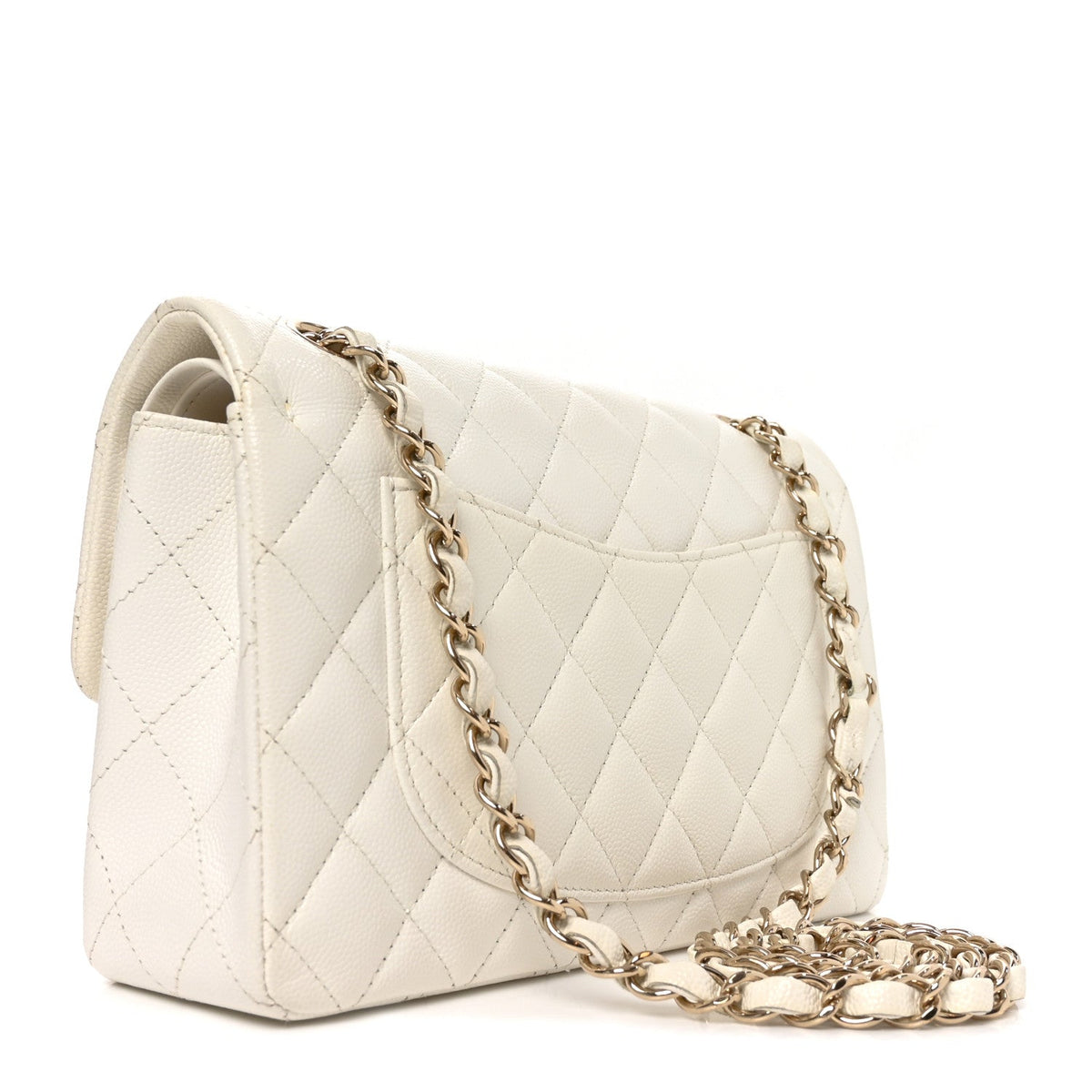 Caviar Quilted Small Double Flap White At My store