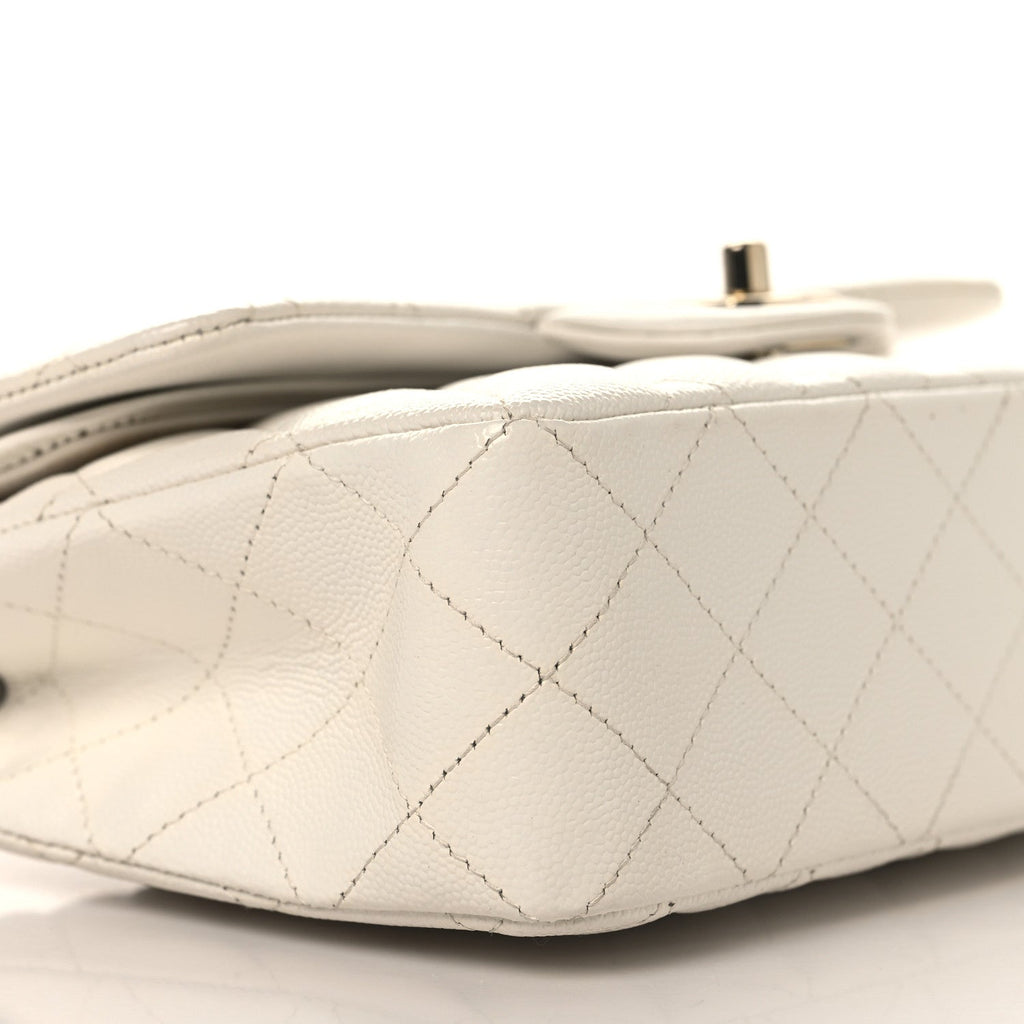 Caviar Quilted Small Double Flap White At My store