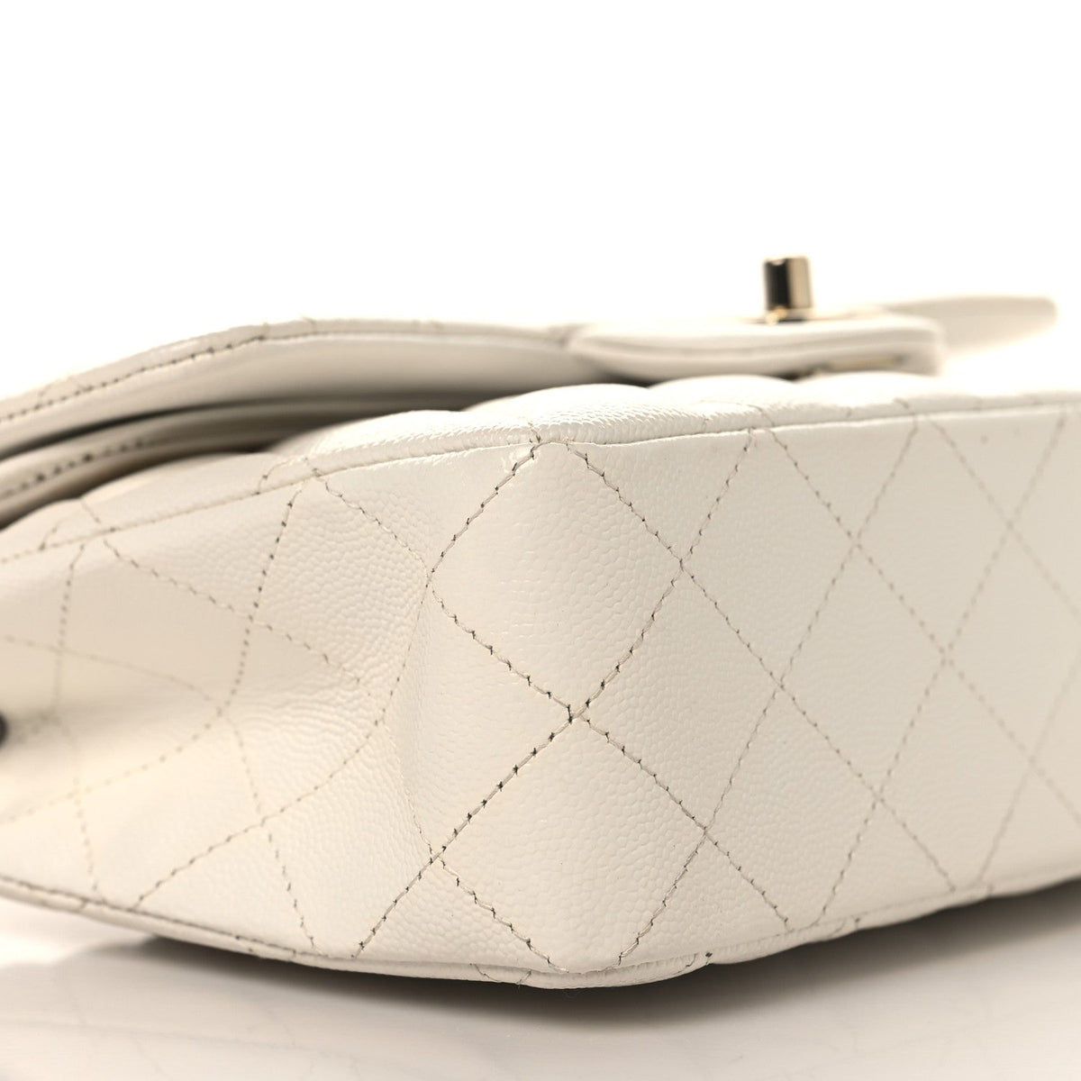 Caviar Quilted Small Double Flap White At My store