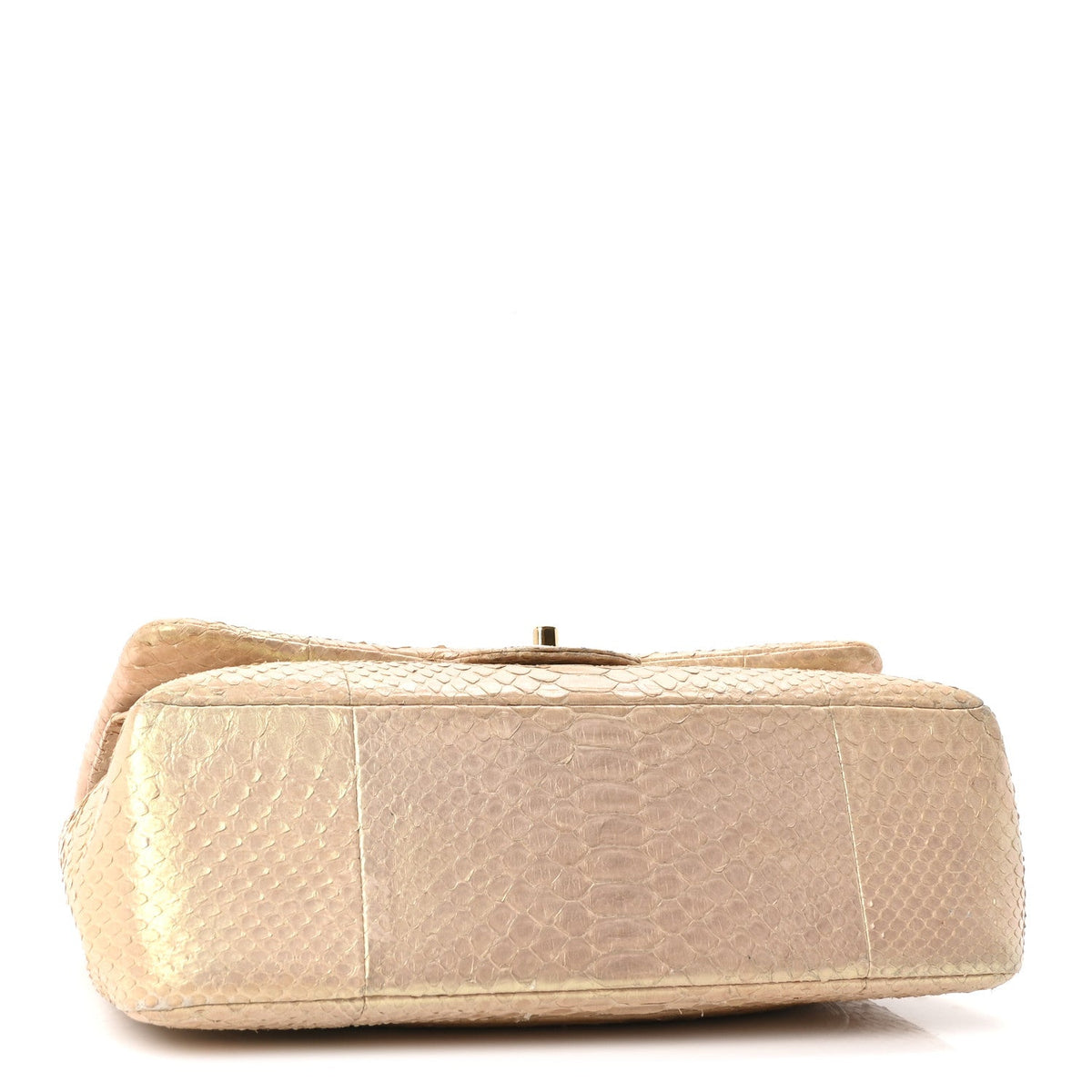 Metallic Snakeskin Jumbo Double Flap Light Beige At My store