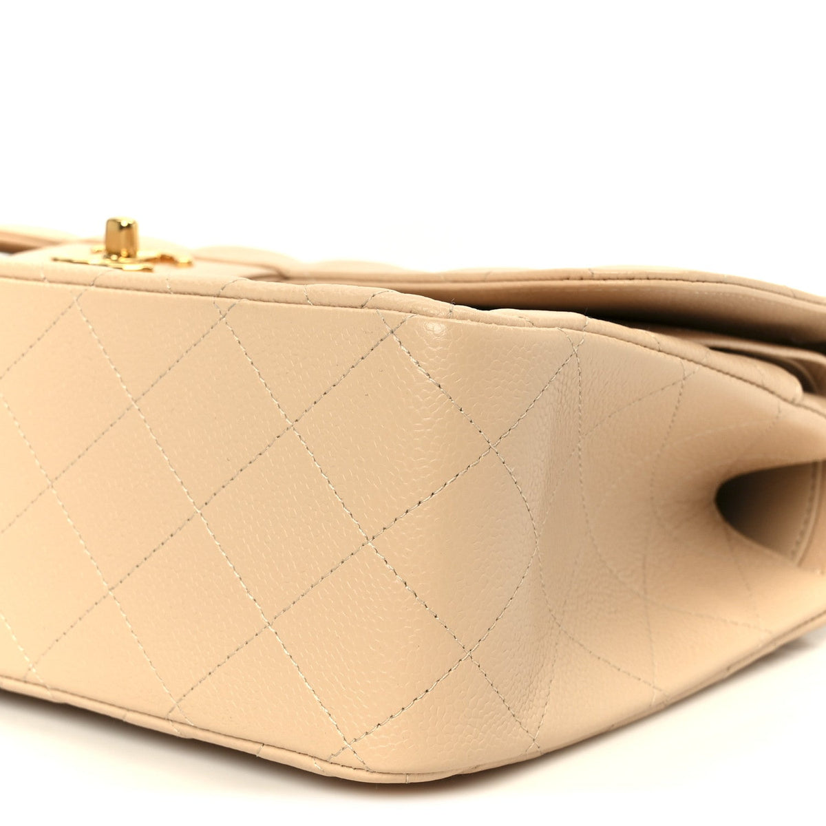 Caviar Quilted Jumbo Double Flap Beige At My store