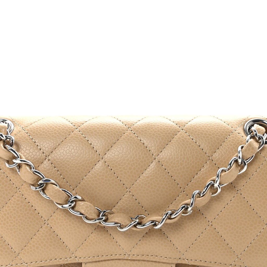 Caviar Quilted Small Double Flap Beige At My store