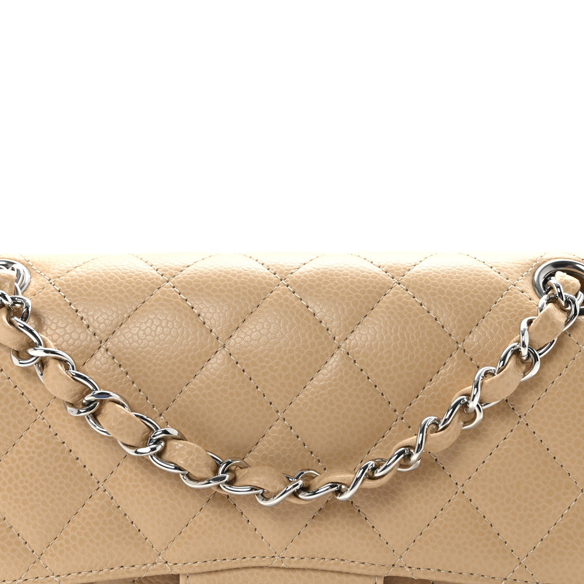 Caviar Quilted Small Double Flap Beige At My store