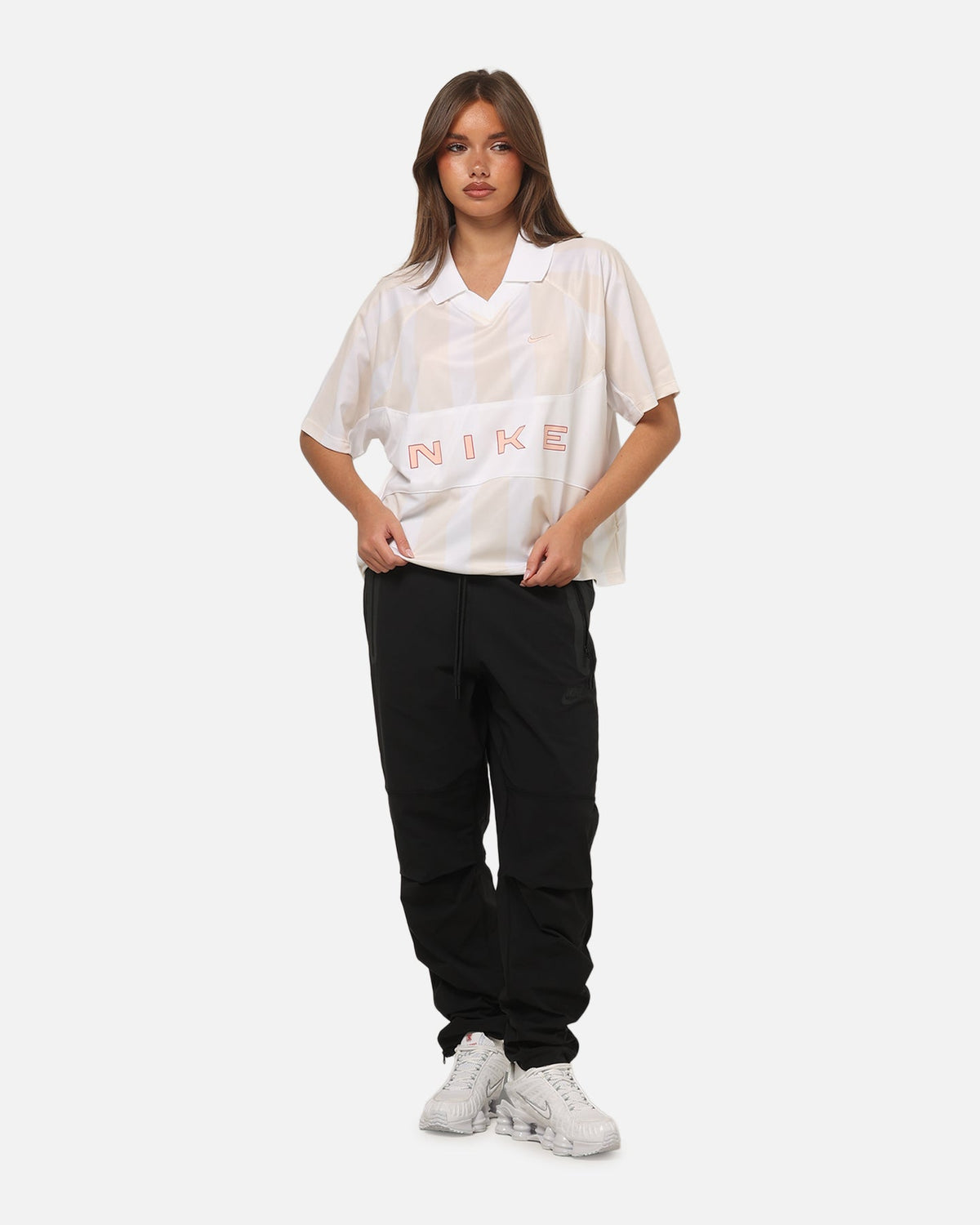 Top Seller Nike Women's Sportswear Street Oversized Striped Jersey Chalk/White