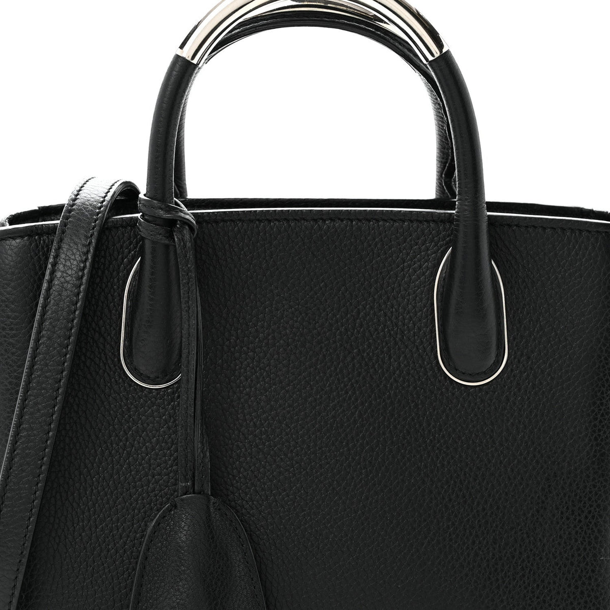 Grained Calfskin Small Open Bar Tote Black AT My store