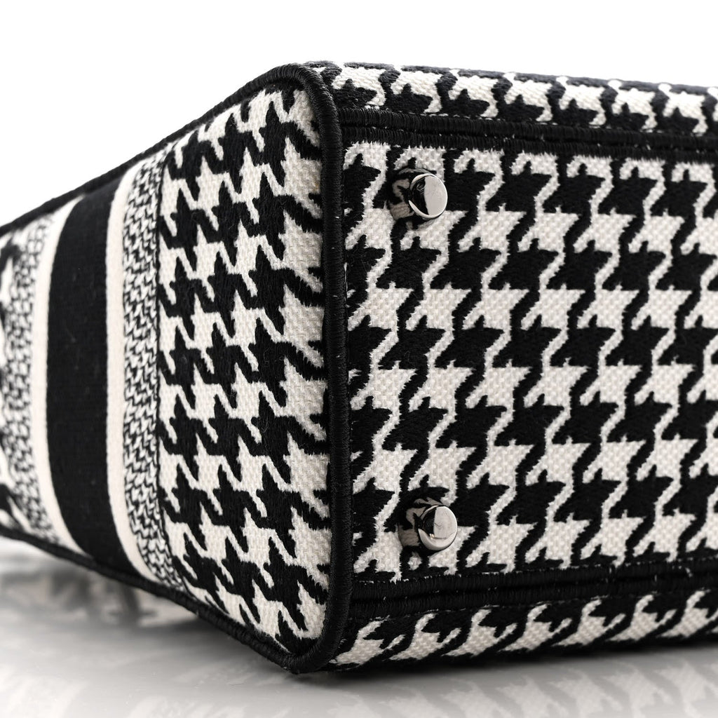 Canvas Houndstooth Embroidered Medium Lady D-Lite Black White AT My store