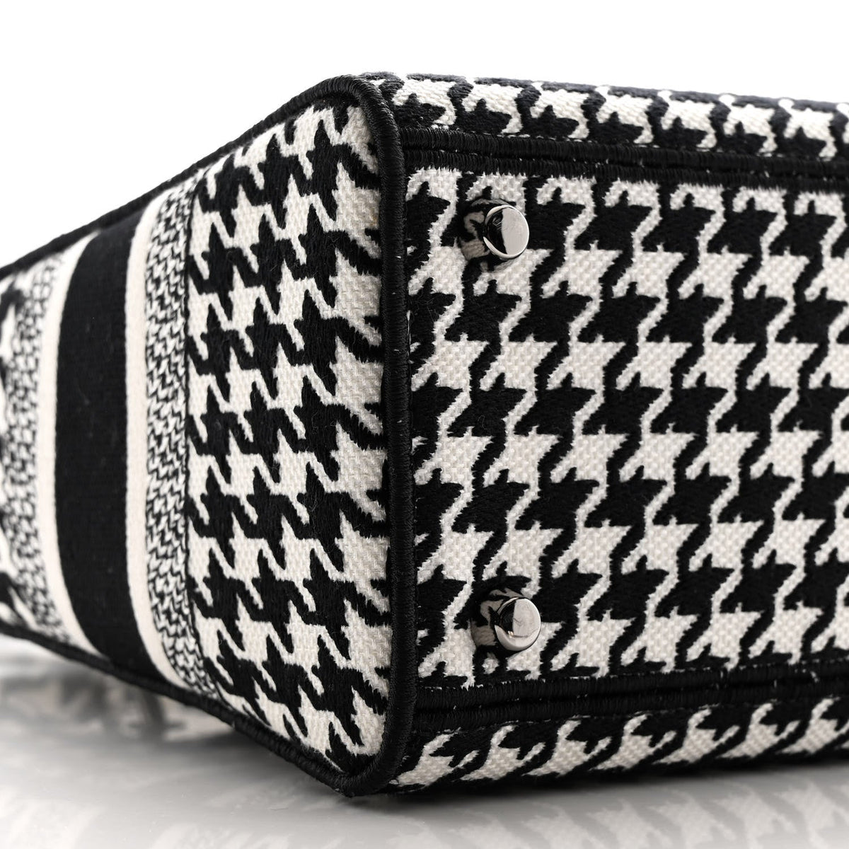 Canvas Houndstooth Embroidered Medium Lady D-Lite Black White AT My store