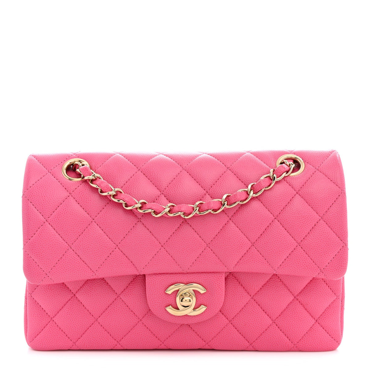 Caviar Quilted Small Double Flap Pink At My store