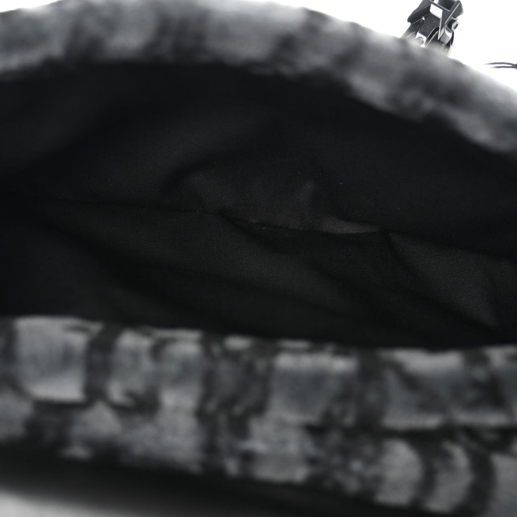 Oblique Mink Fur Saddle Soft Bag Dark Grey AT My store