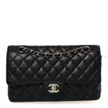Caviar Quilted Medium Double Flap Black At My store
