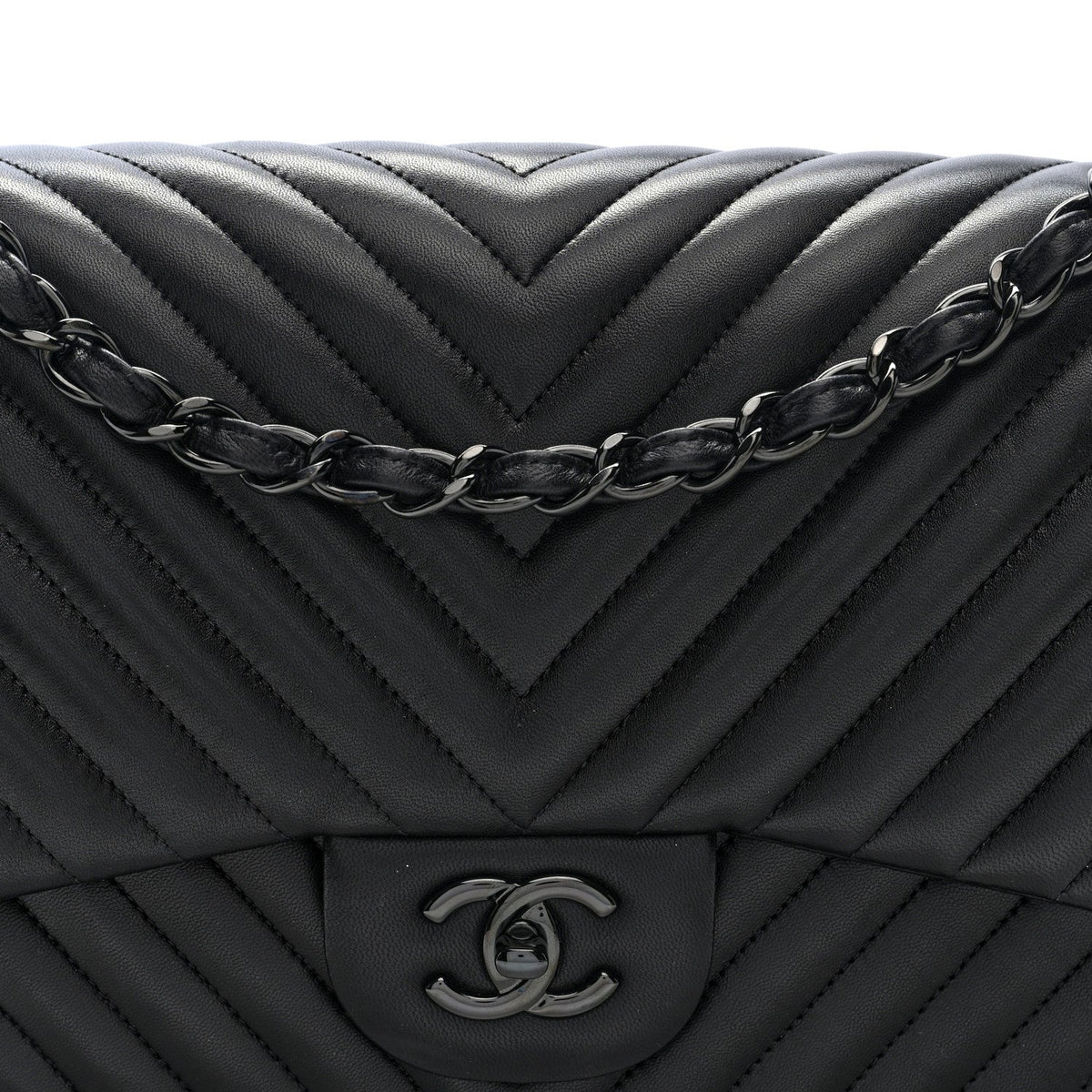Lambskin Chevron Quilted Jumbo Double Flap  So Black At My store