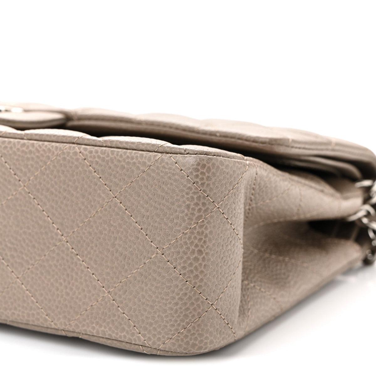 Caviar Quilted Medium Double Flap Taupe At My store