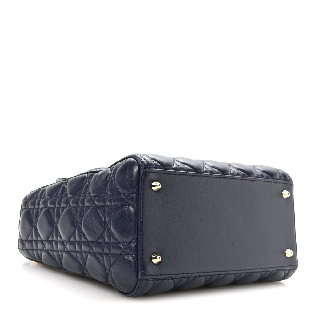 Lambskin Cannage Medium Lady Dior Navy Blue AT My store