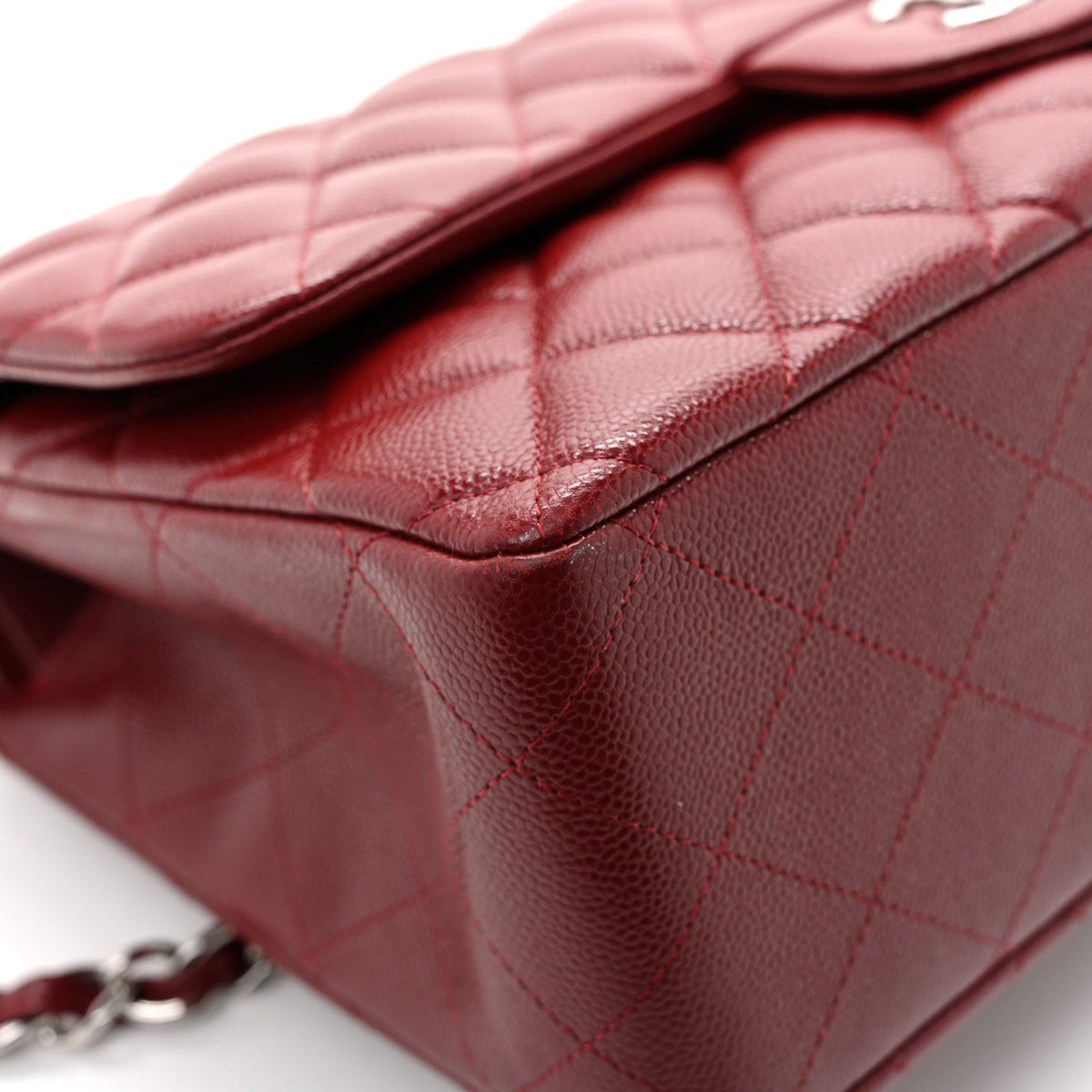 Caviar Quilted Jumbo Double Flap Burgundy At My store