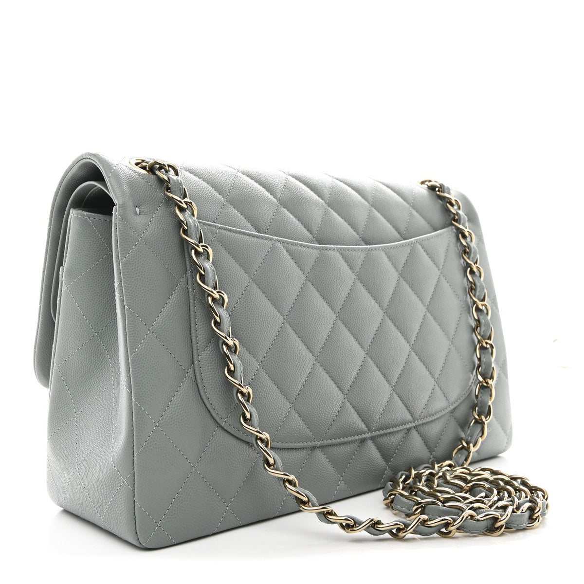 Caviar Quilted Jumbo Double Flap Light Blue At My store