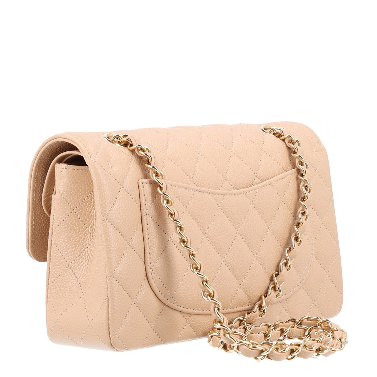 Caviar Quilted Small Double Flap Beige At My store