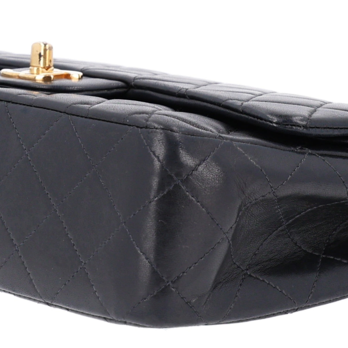 Lambskin Quilted Medium Double Flap Black At My store