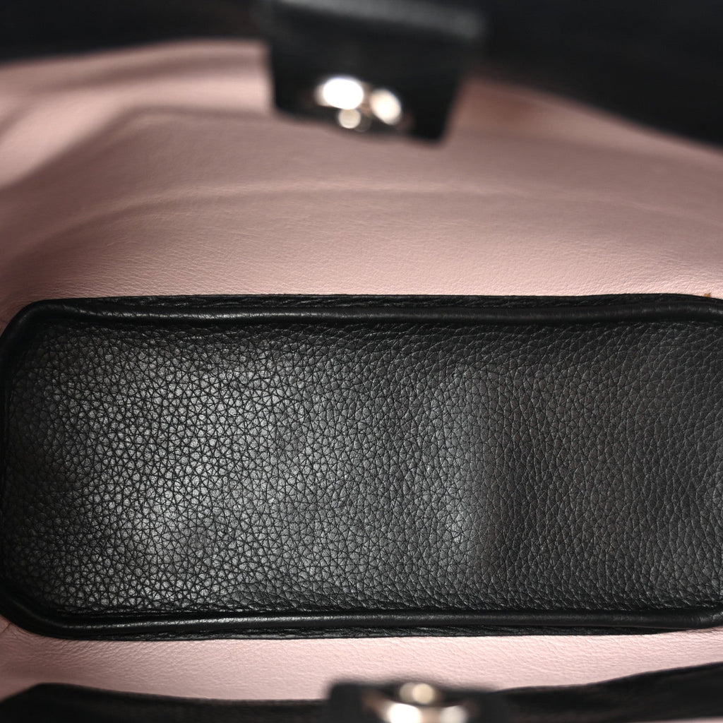 Grained Calfskin Small Open Bar Tote Black AT My store