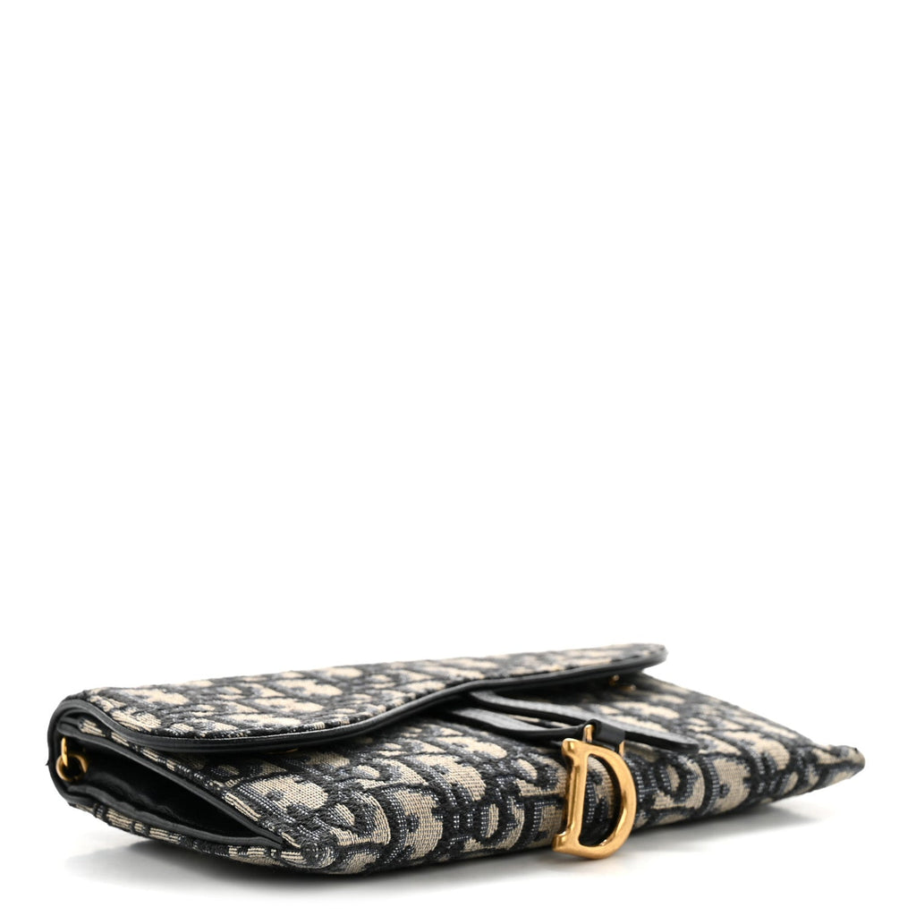Oblique Saddle Chain Long Wallet Blue AT My store
