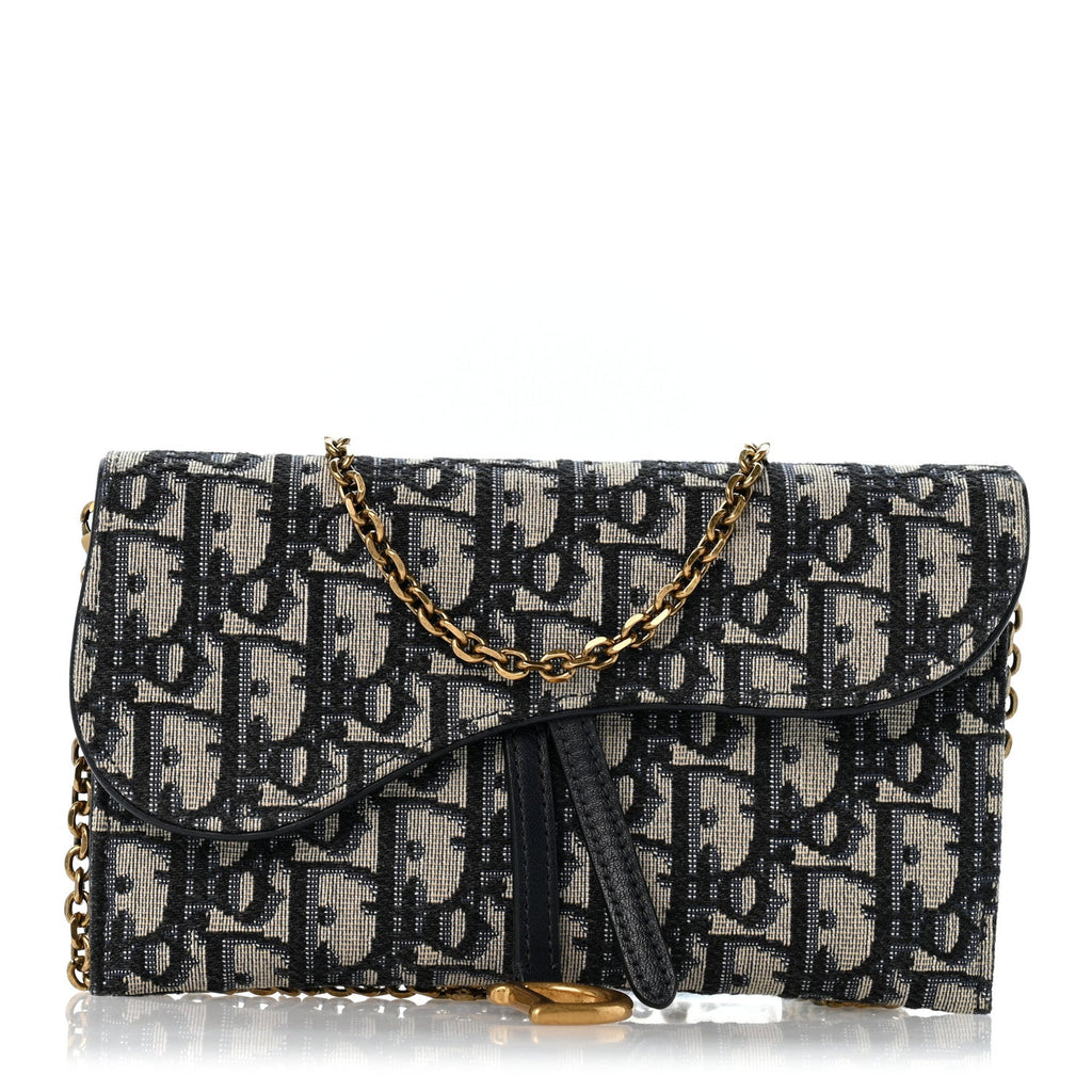Oblique Small Saddle Chain Pouch Blue AT My store