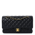 Caviar Quilted Medium Double Flap Black At My store