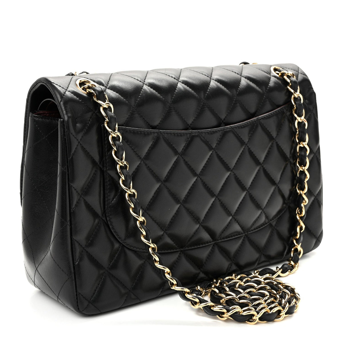Lambskin Quilted Jumbo Double Flap Black At My store