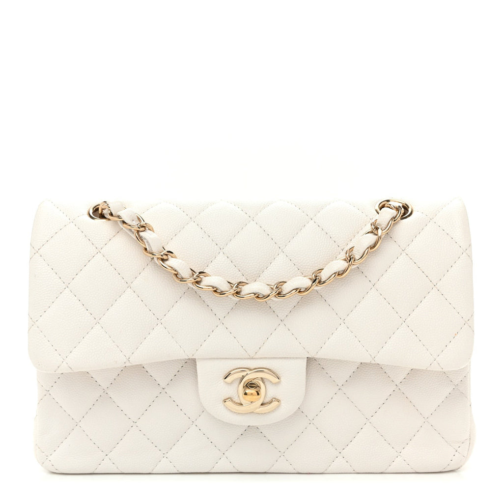 Caviar Quilted Small Double Flap White At My store