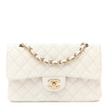 Caviar Quilted Small Double Flap White At My store