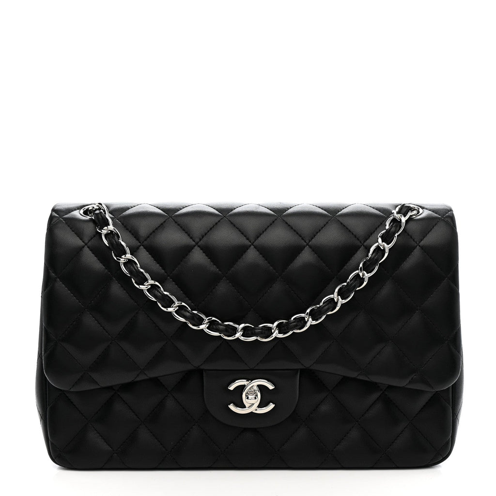 Lambskin Quilted Jumbo Double Flap Black At My store