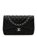 Lambskin Quilted Jumbo Double Flap Black At My store