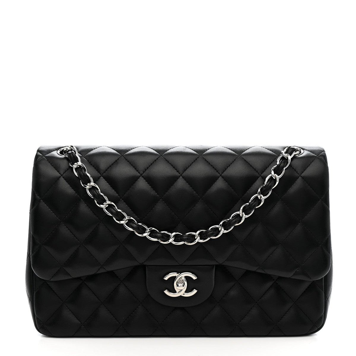 Lambskin Quilted Jumbo Double Flap Black At My store
