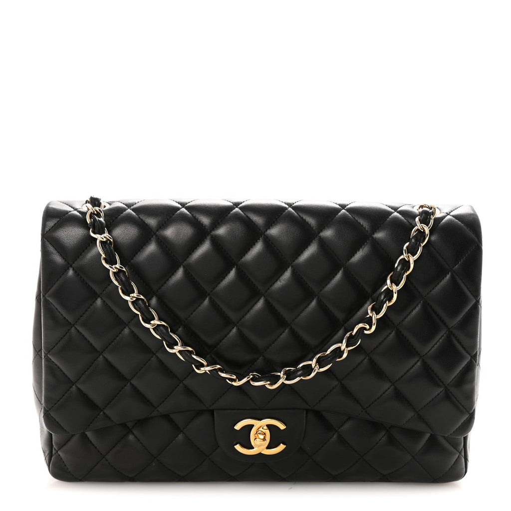 Lambskin Quilted Maxi Double Flap Black At My store