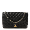 Lambskin Quilted Maxi Double Flap Black At My store