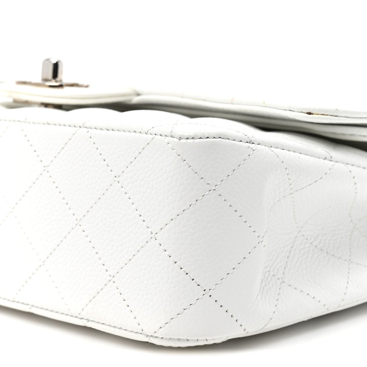 Caviar Quilted Medium Double Flap White At My store