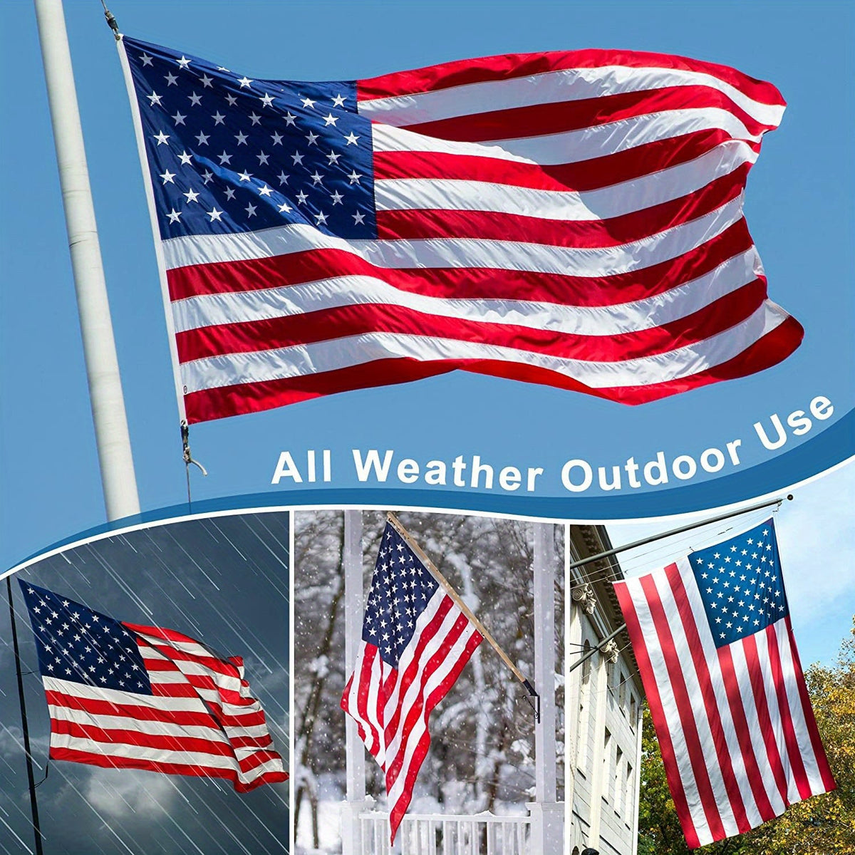 2026 New Production 1pc American Flag 3x5 Ft TearProof For Outside, Build To Long Lasting, Fade Resistant Spun Polyester, High Wind US Outdoor Flags Embroidered Stars, Sewn Stripes, Brass Grommet
