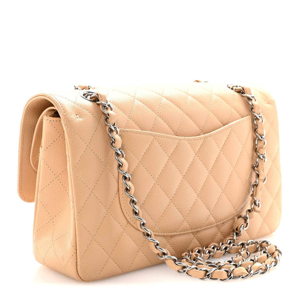 Caviar Quilted Medium Double Flap Beige At My store