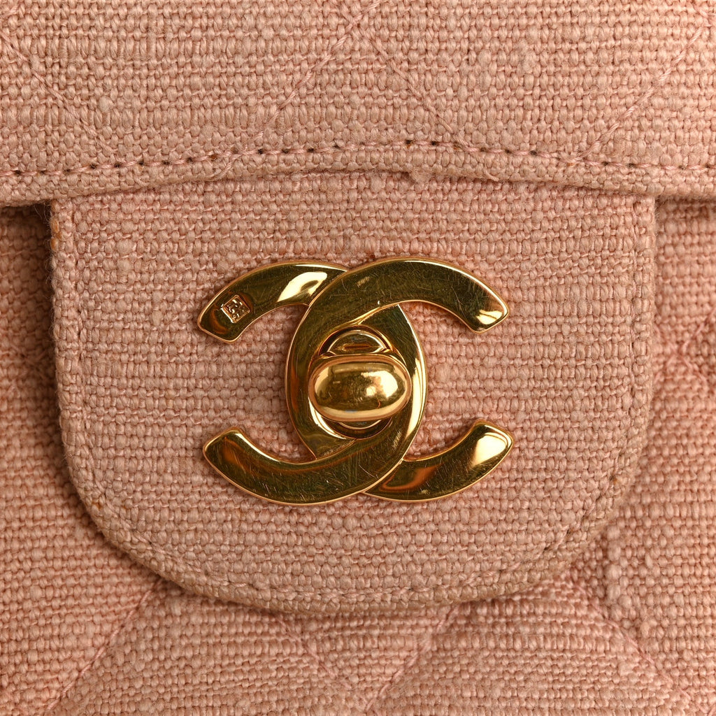 Canvas Quilted Small Double Flap Light Pink At My store