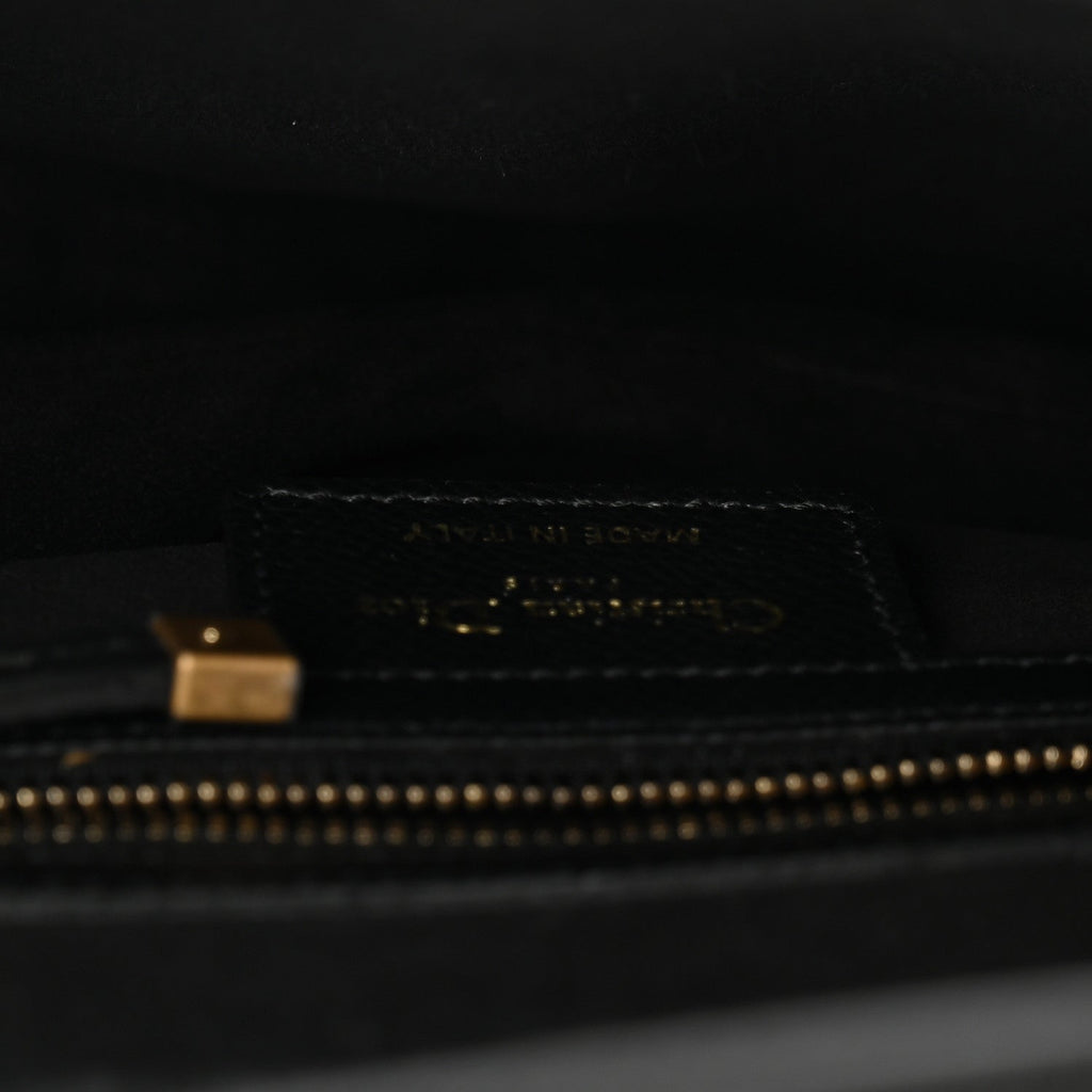 Grained Calfskin Saddle Bag With Strap Black AT My store