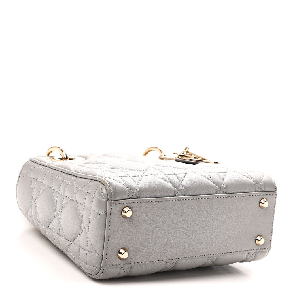 Metallic Lambskin Cannage Mini Lady Dior Grey AT My store