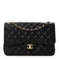 Caviar Quilted Jumbo Double Flap Black At My store