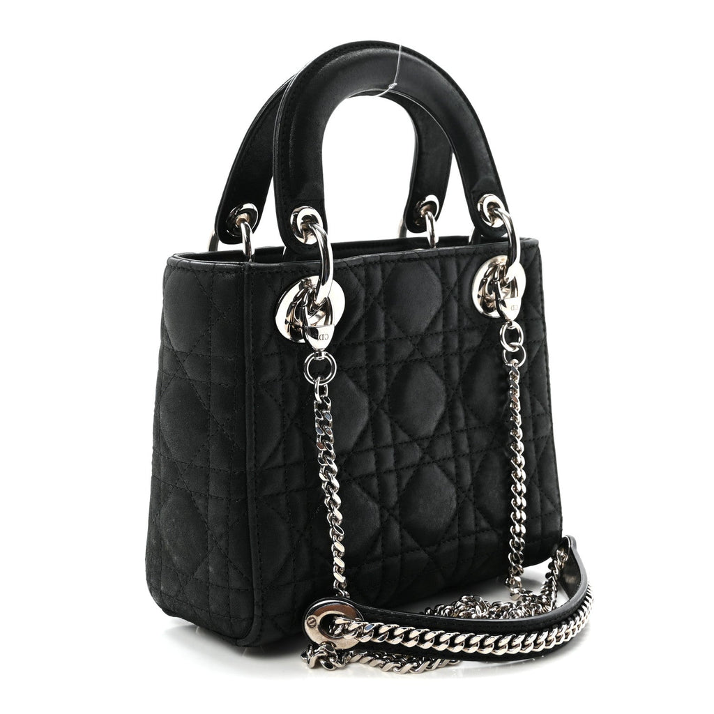 Metallic Calfskin Cannage Mini Lady Dior Black AT My store