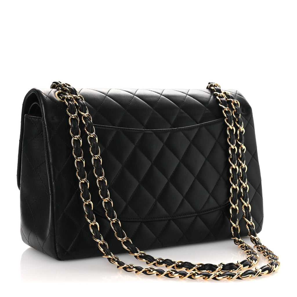 Lambskin Quilted Jumbo Double Flap Black At My store