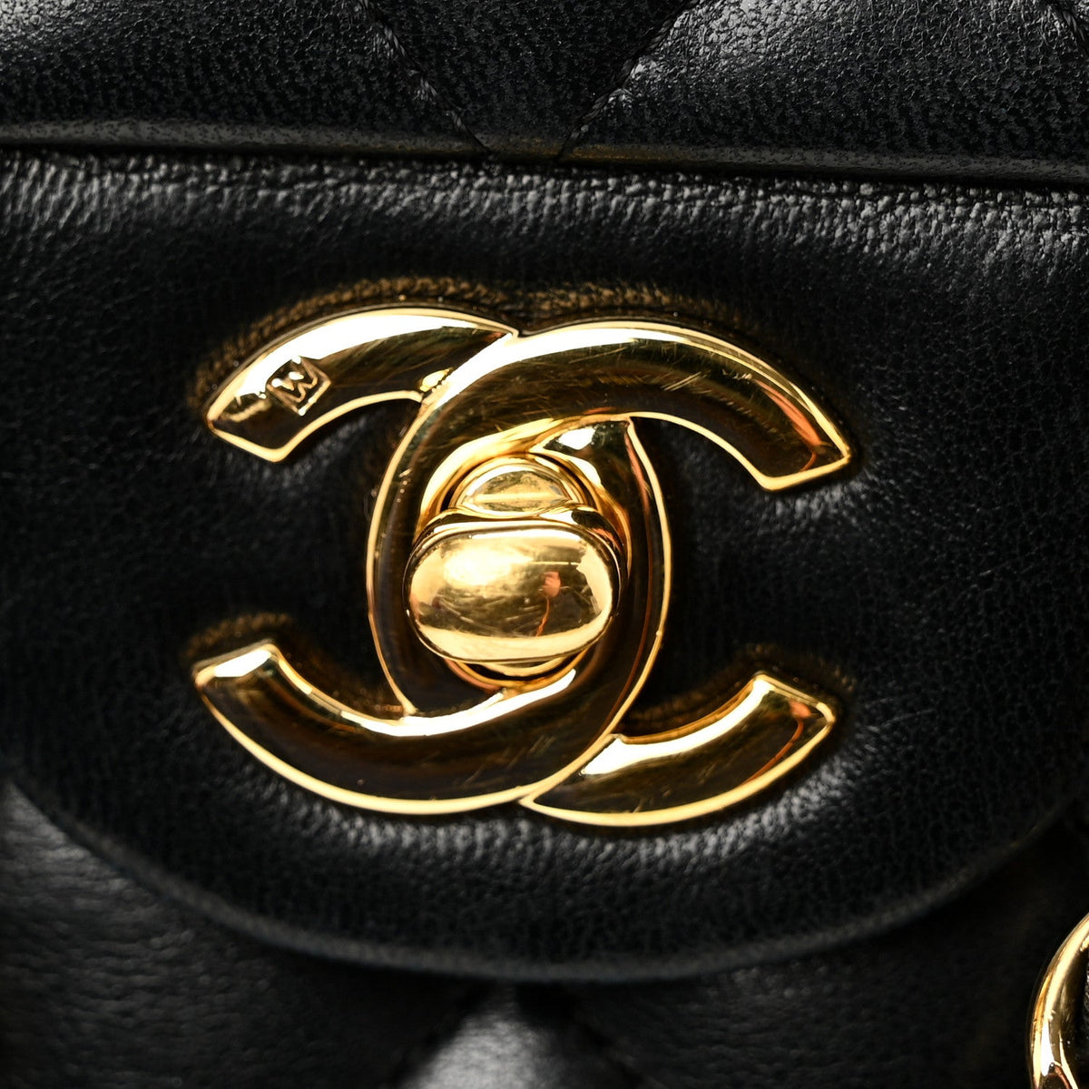 Lambskin Quilted Medium Double Flap Black At My store
