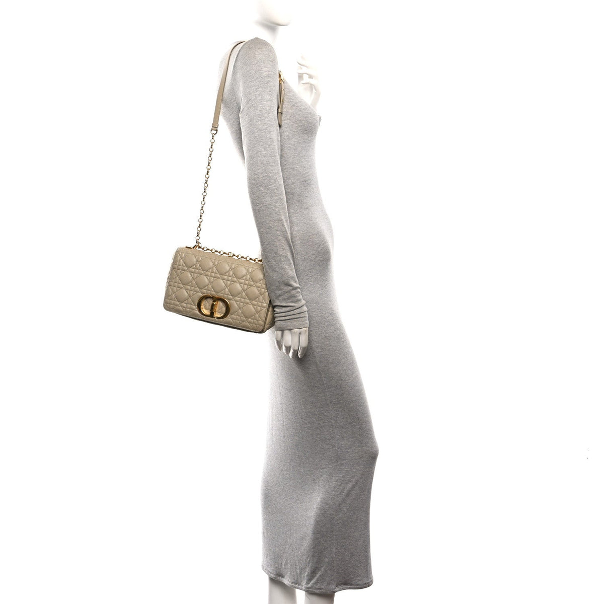 Supple Calfskin Cannage Medium Caro Bag Beige AT My store