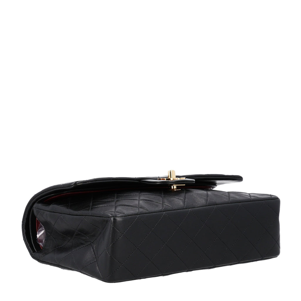 Lambskin Quilted Medium Double Flap Black At My store