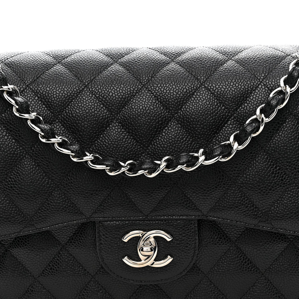 Caviar Quilted Jumbo Double Flap Black At My store