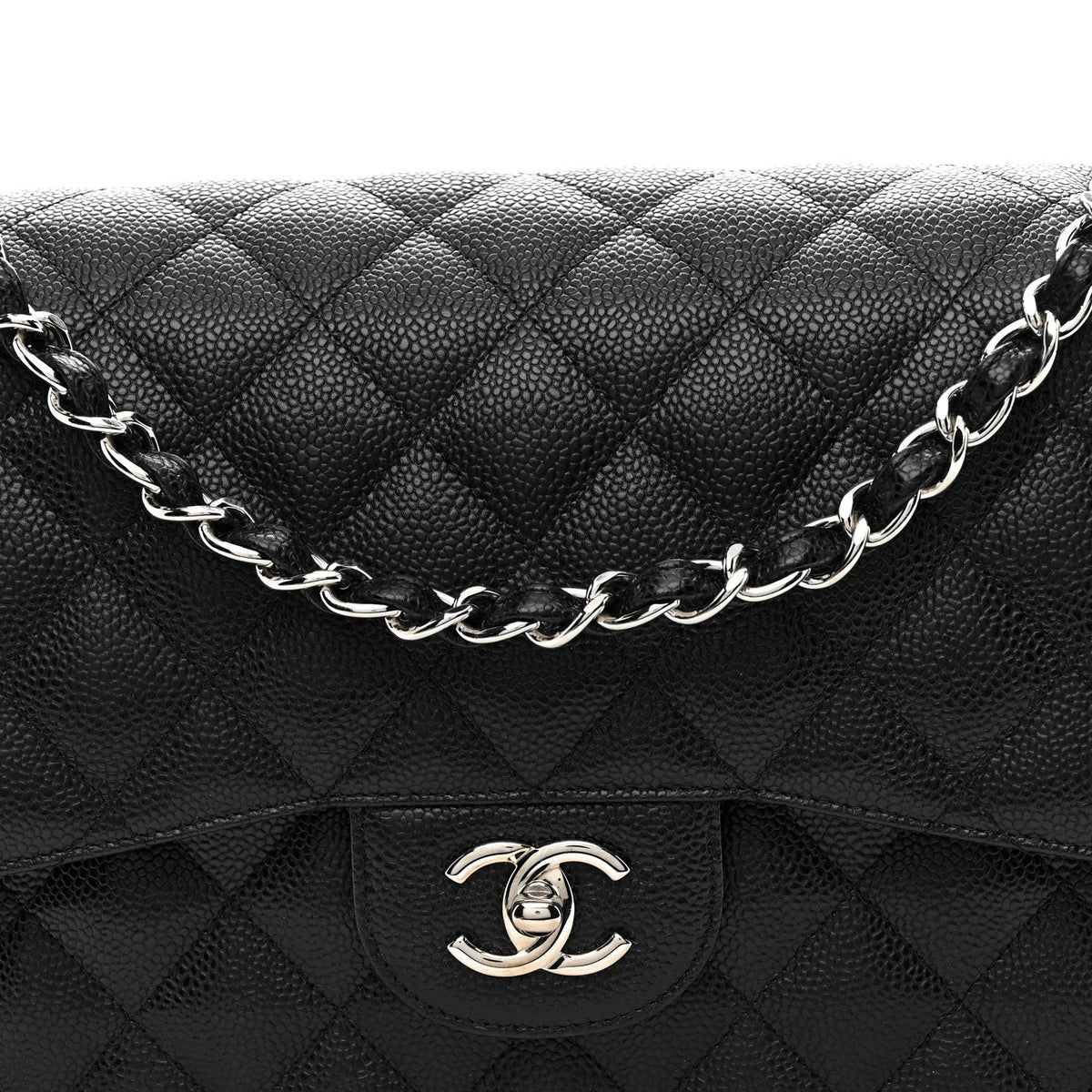 Caviar Quilted Jumbo Double Flap Black At My store