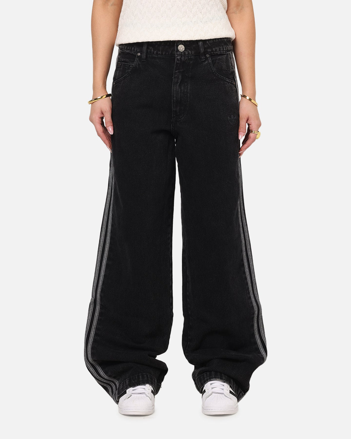 Best-Selling Adidas Women's Denim 3-Stripes Track Pants True Black Denim
