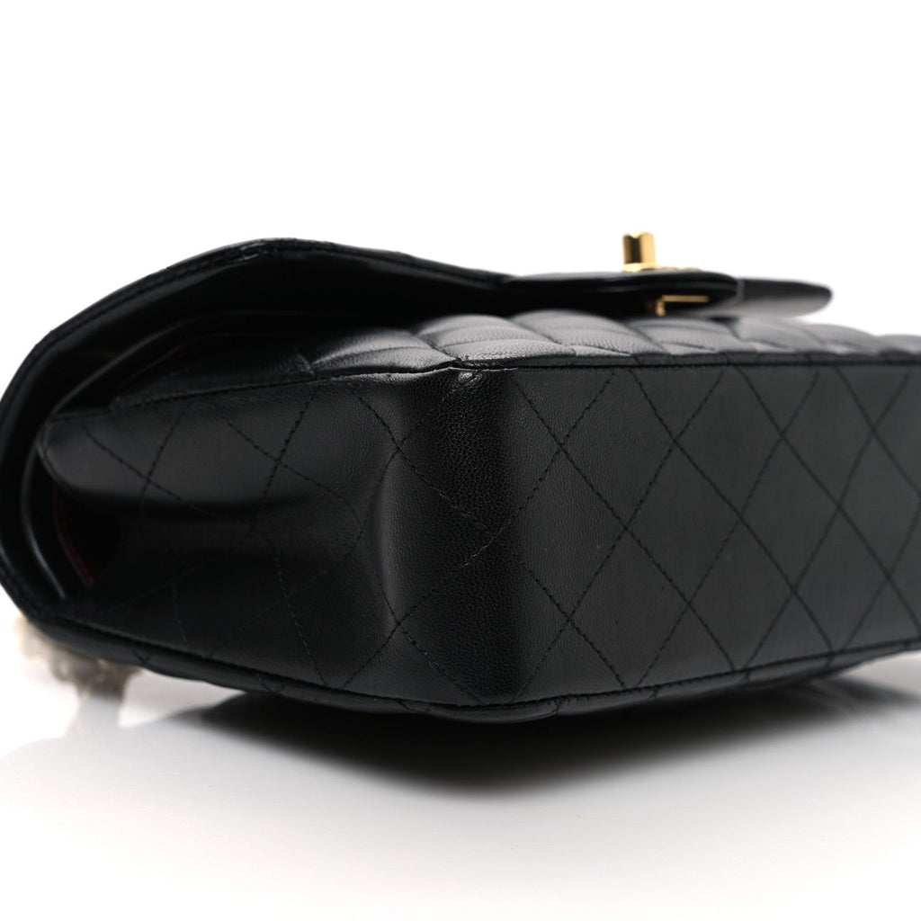 Lambskin Quilted Small Double Flap Black At My store