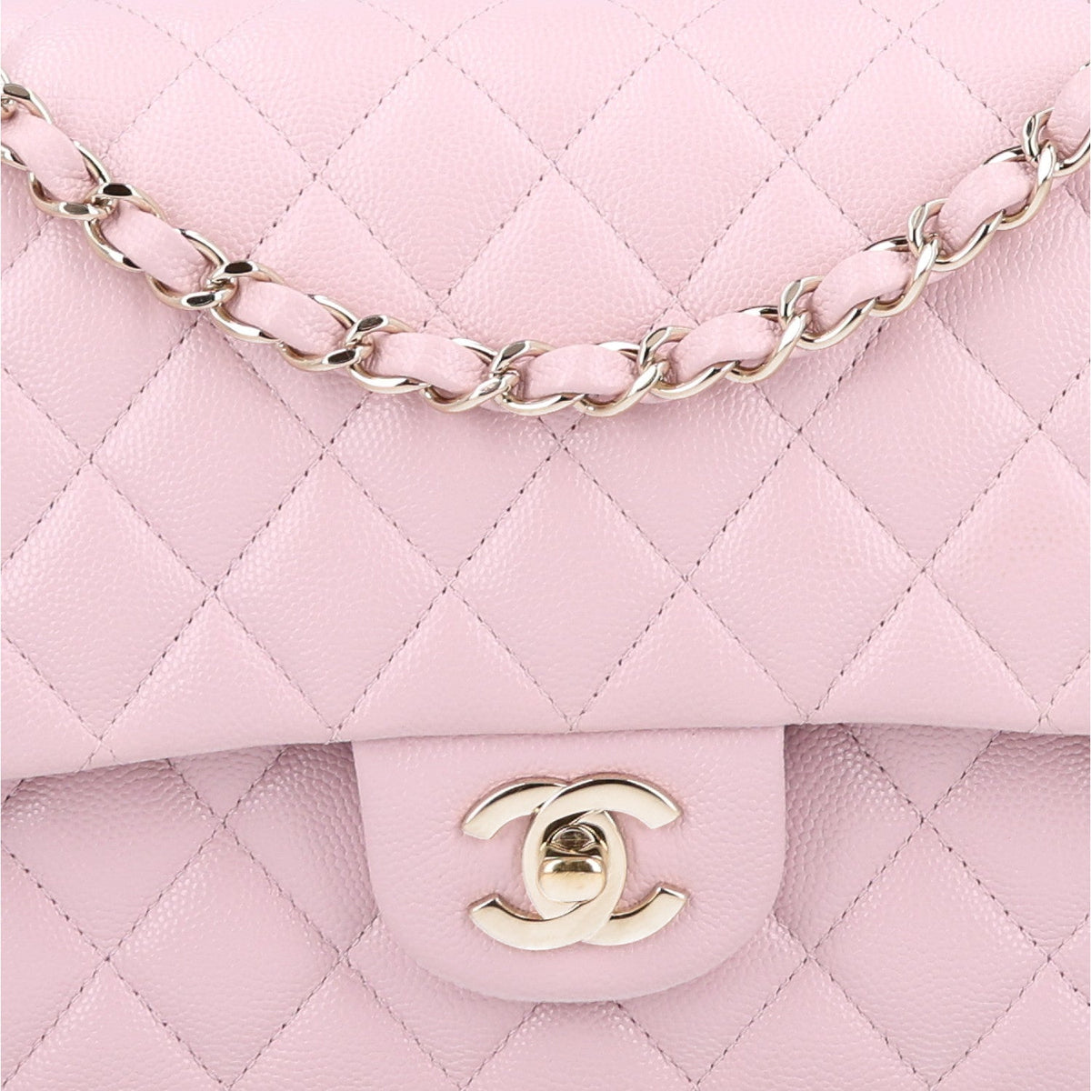 Caviar Quilted Medium Double Flap Light Pink At My store